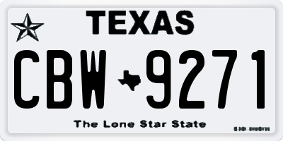 TX license plate CBW9271