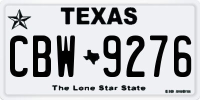 TX license plate CBW9276