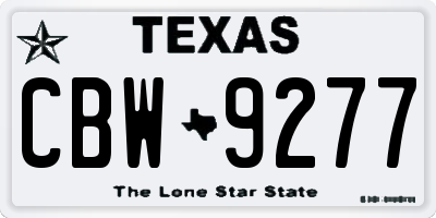 TX license plate CBW9277