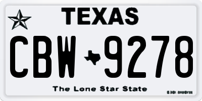 TX license plate CBW9278