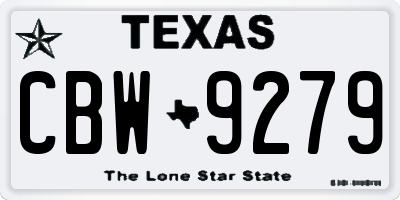 TX license plate CBW9279