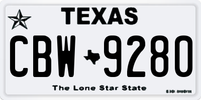 TX license plate CBW9280