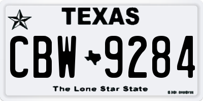 TX license plate CBW9284
