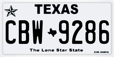TX license plate CBW9286
