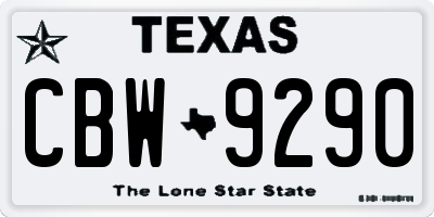 TX license plate CBW9290