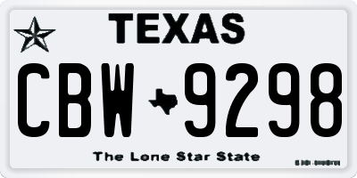 TX license plate CBW9298