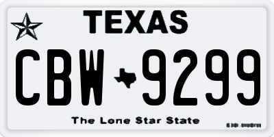 TX license plate CBW9299
