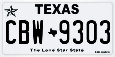 TX license plate CBW9303