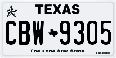 TX license plate CBW9305