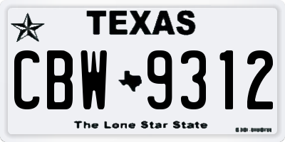 TX license plate CBW9312