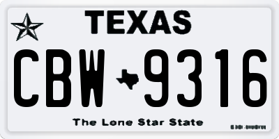 TX license plate CBW9316