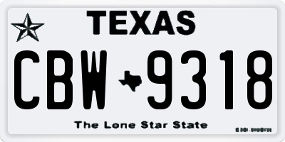 TX license plate CBW9318
