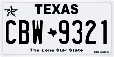 TX license plate CBW9321