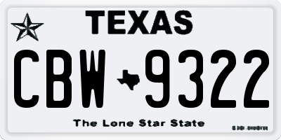 TX license plate CBW9322