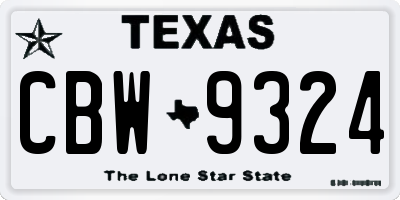 TX license plate CBW9324