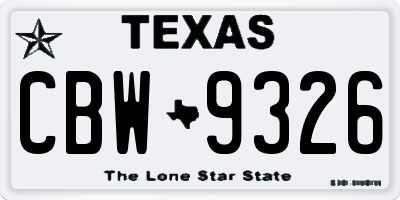 TX license plate CBW9326