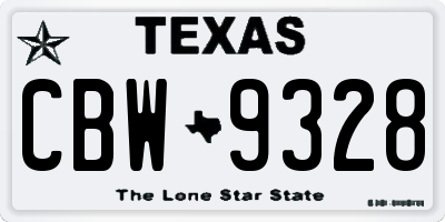 TX license plate CBW9328
