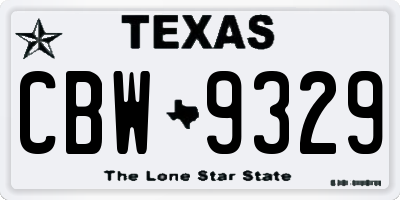 TX license plate CBW9329