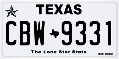 TX license plate CBW9331