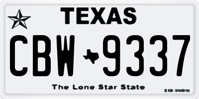 TX license plate CBW9337