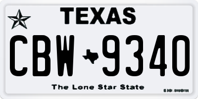 TX license plate CBW9340