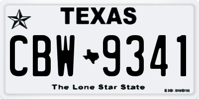 TX license plate CBW9341
