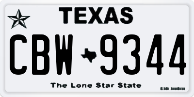 TX license plate CBW9344