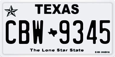 TX license plate CBW9345