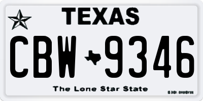 TX license plate CBW9346