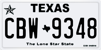 TX license plate CBW9348