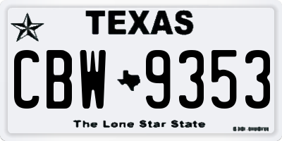 TX license plate CBW9353