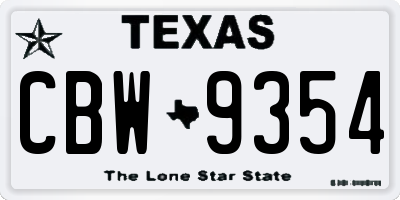 TX license plate CBW9354