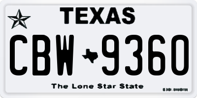 TX license plate CBW9360