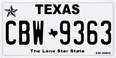 TX license plate CBW9363