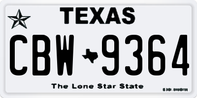 TX license plate CBW9364
