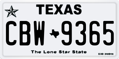 TX license plate CBW9365