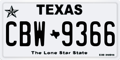 TX license plate CBW9366