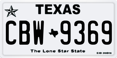 TX license plate CBW9369