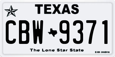 TX license plate CBW9371