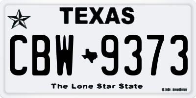 TX license plate CBW9373