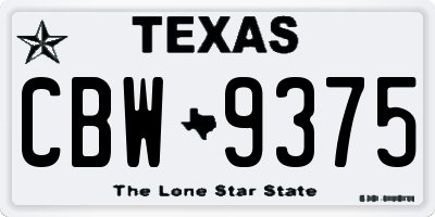 TX license plate CBW9375