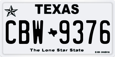 TX license plate CBW9376