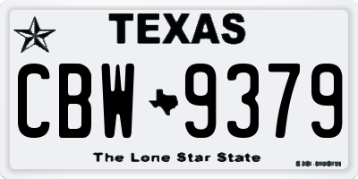 TX license plate CBW9379