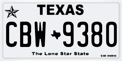 TX license plate CBW9380