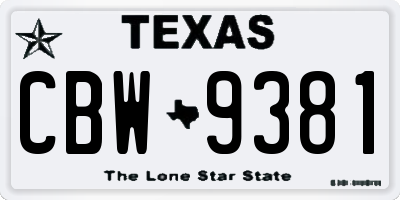 TX license plate CBW9381