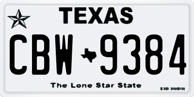 TX license plate CBW9384