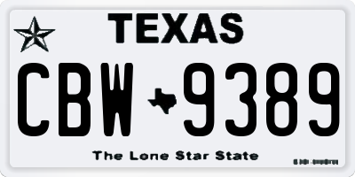 TX license plate CBW9389