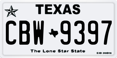TX license plate CBW9397