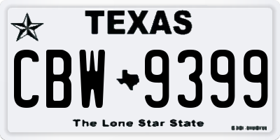 TX license plate CBW9399