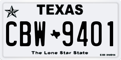 TX license plate CBW9401
